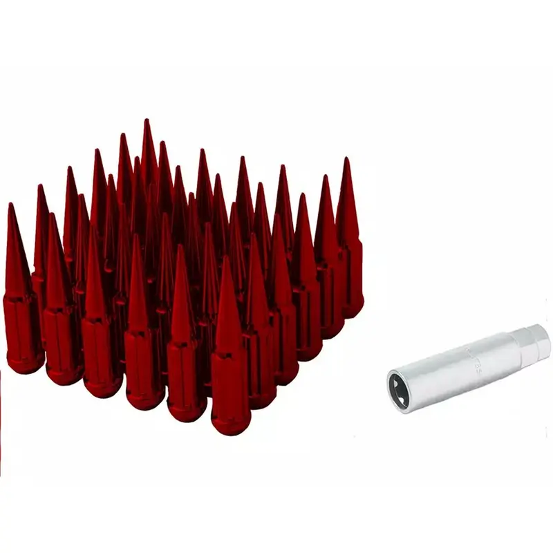 14X1.5 Gorilla Automotive Red Spike 64 Lug Kit With Key 1