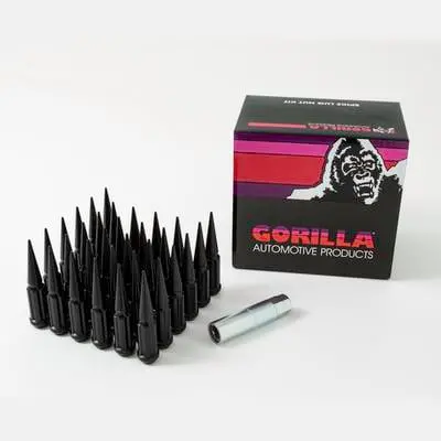 14X2 Gorilla Automotive Black Spike 32 Lug Kit With Key 1