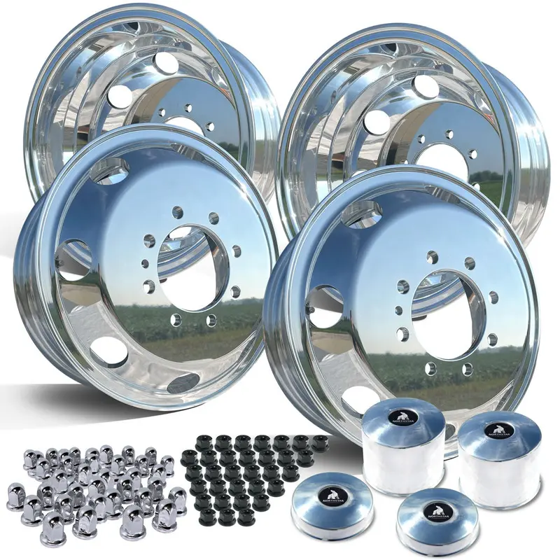 16.0X6.00 Polished Aluminum Wheel Kit For 1994-2011 Ram 3500 Drw 8X6.5" Bolt Pattern 1