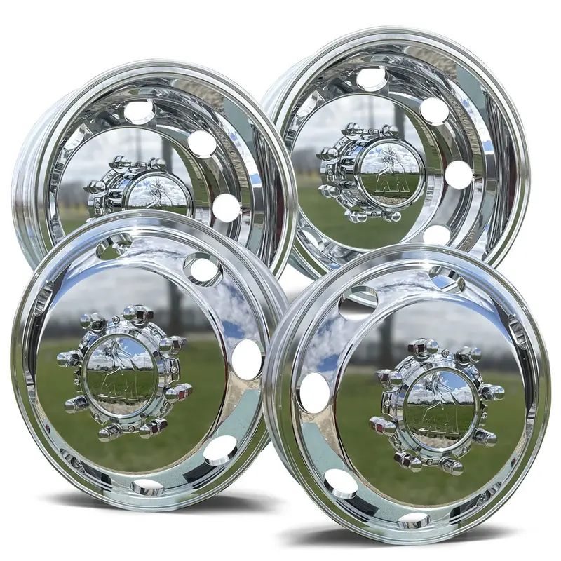 16X6 Northstar Mirror Polished 4 Wheel Kit W/ Chrome Caps And Lugs (1992-Present Ford E350/E450 Drw) 1