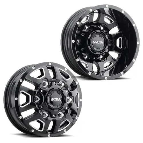 16X6 Ultra 003Bm Hunter Gloss Black Milled Ford Transit Hd Dually Wheels 6X180 Set Of 4 (Fits Stock Tire Sizing) 1