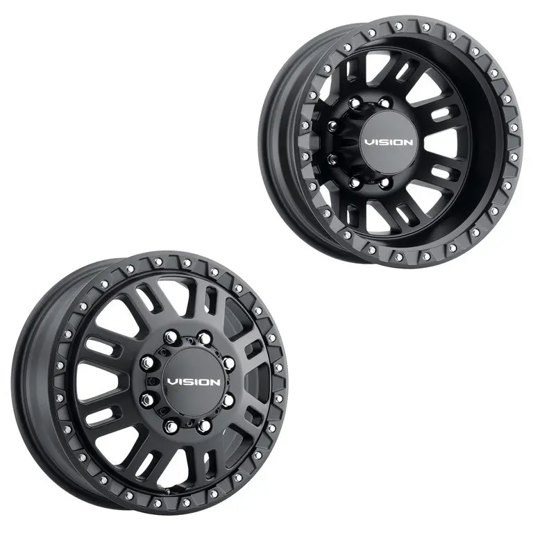 16X6 Vision 408 Manx 2 Dually Satin Black Pre-11 Gm Pre-19 Dodge Pre-99 Ford Wheels 8X6.5 Set Of 4 (Fits Stock Tire Sizing) 1