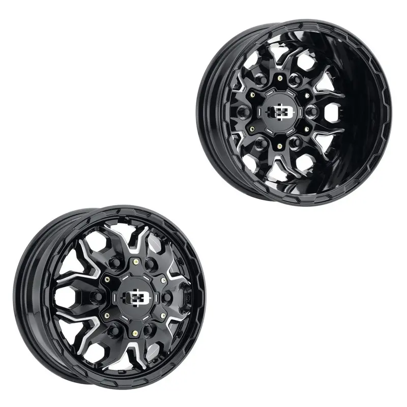 16X6 Vision 410 Korupt Gloss Black Milled Ford Transit Hd Dually Wheels 6X180 Set Of 4 (Fits Stock Tire Sizing) 1