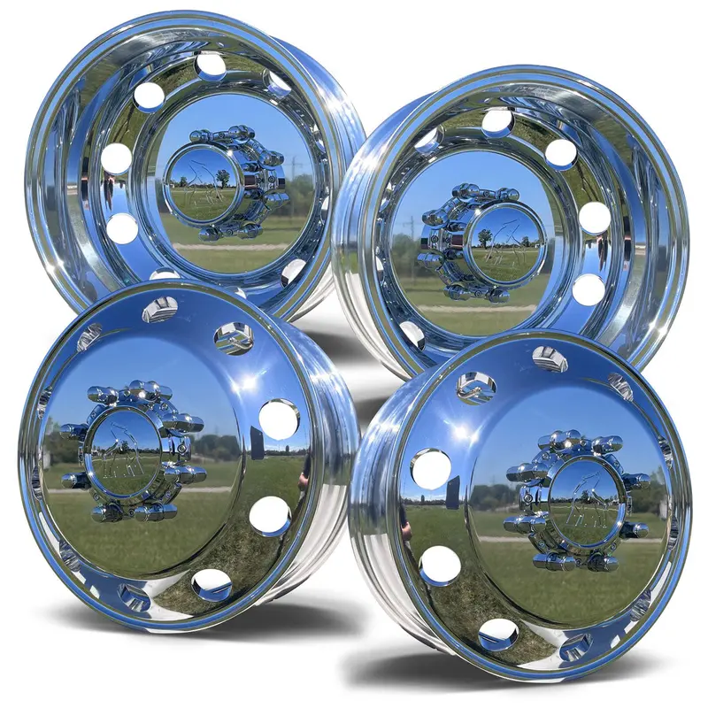 17.0"X6.00" Northstar Mirror Polished Both Sides 2012-2018 Dodge Ram 3500 Drw 8X6.5" 4 Wheel Kit 1