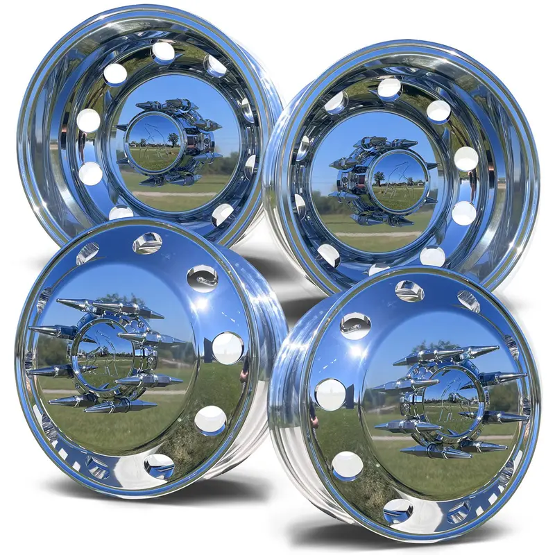 17.0"X6.00" Northstar Mirror Polished Both Sides 2012-2018 Dodge Ram 3500 Drw 8X6.5" 4 Wheel Kit 2