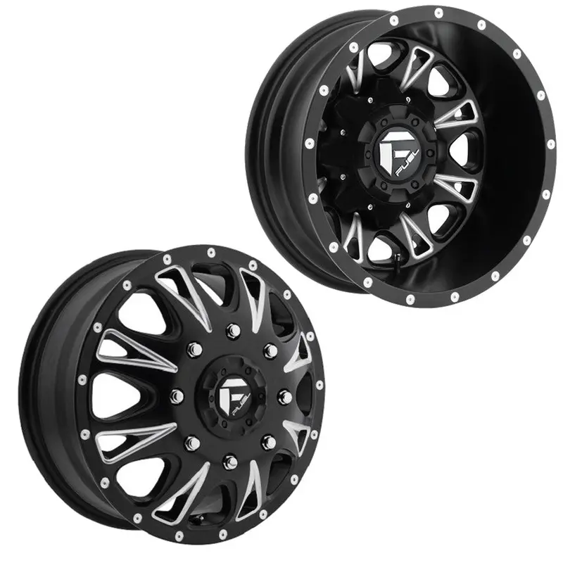 17X6.5 D513 Fuel Throttle Black Milled 11-Up Gm Dually Wheels 8X210 Set Of 4 (Fits Stock Tire Sizing) 1