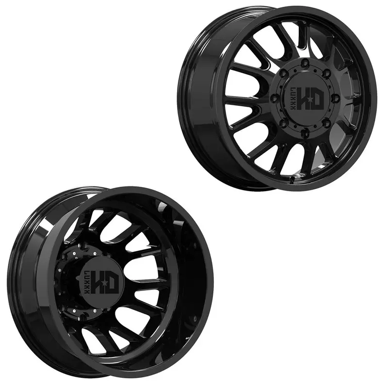 17X6.5 Luxxx Lhd37 Gloss Blk 05-Up Ford 19-Up Dodge Dually Wheels 8X200 Set Of 4 (Fits Stock Tire Sizing) 1