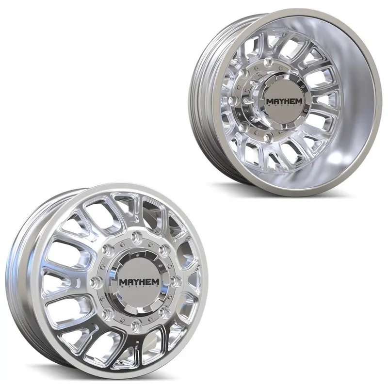 17X6.5 Mayhem 8107D Cogent Polished 11-Up Gm Dually Wheels 8X210 Set Of 4 (Fits Stock Tire Sizing) 1