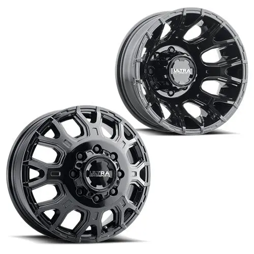 17X6.5 Ultra 022Bk Scorpion Gloss Black 11-Up Gm Dually Wheels 8X210 Set Of 4 (Fits Stock Tire Sizing) 1