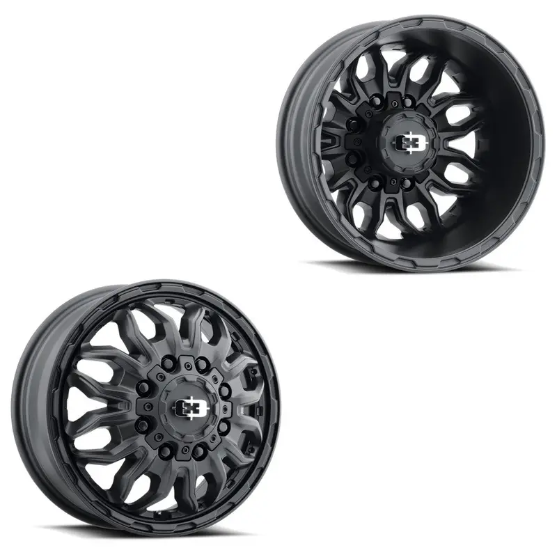 17X6.5 Vision 410 Korupt Satin Black Pre-11 Gm Pre-19 Dodge Pre-99 Ford Dually Wheels 8X6.5 Set Of 4 (Fits Stock Tire Sizing) 1
