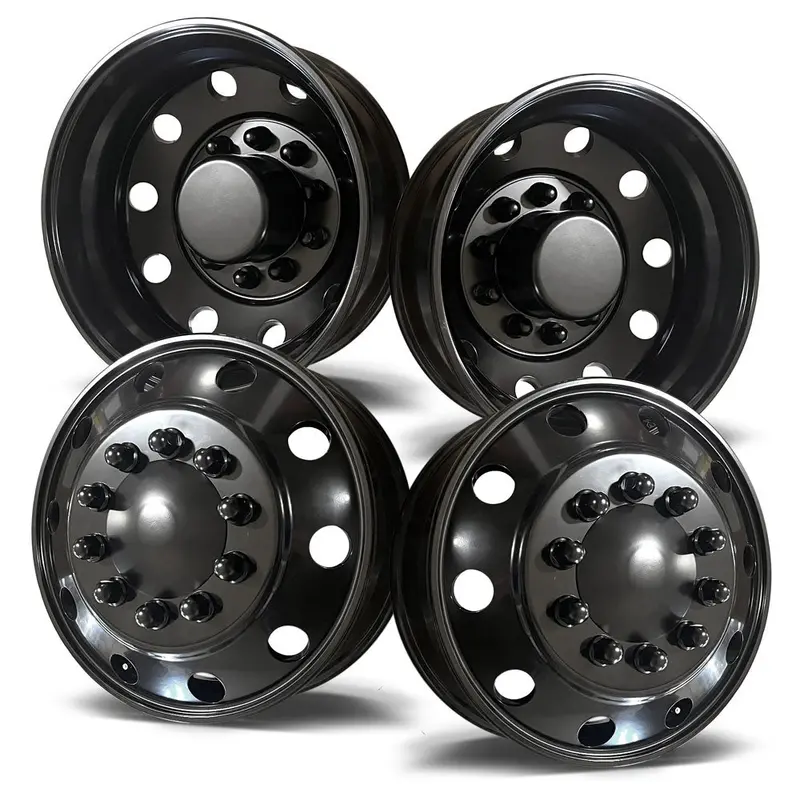 19.5X6.00 Northstar 10X225mm Black 4 Wheel Set For Ford & Dodge Ram 1