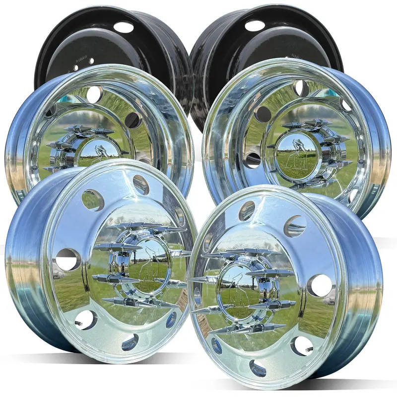 19.5X6.00 Northstar Mirror Polished Both Sides 2012-2018 Dodge Ram 3500 Drw 8X6.5" 6 Wheel Direct Bolt Kit 2