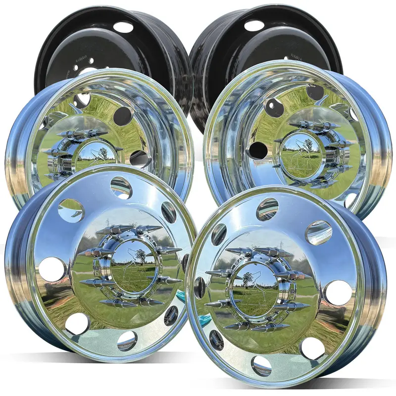 19.5X6.75 Northstar Mirror Polished Chevy/Gmc 3500 Drw 8X6.5" 6 Wheel Kit (1973-2010) 2