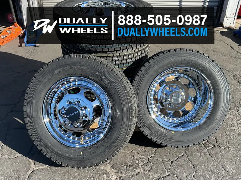 19.5X6.75 Vision 181 Hauler Dually Chrome Pre-11 Gm Pre-19 Dodge Pre-99 Ford Wheels 8X6.5 Set Of 6 (Fits Stock Tire Sizing) 2