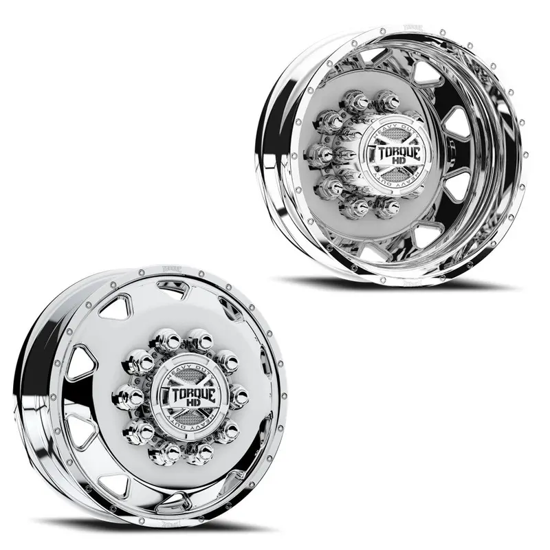 19.5X6 Torque Hd Tw643f Haulin Hyper Clear Ford/Dodge Forged Dually Wheels 10X225 Set Of 4 (Fits Stock Up To 245 Tire) 1