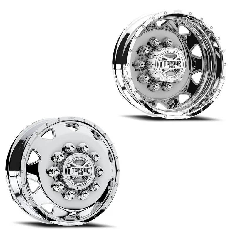 19.5X6 Torque Hd Tw643f Haulin Polished Ford/Dodge Forged Dually Wheels 10X225 Set Of 4 (Fits Stock Up To 245 Tire) 1