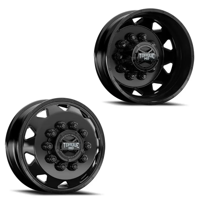 19.5X6 Torque Hd Tw643f Haulin Satin Black Ford/Dodge Forged Dually Wheels 10X225 Set Of 4 (Fits Stock Up To 245 Tire) 1