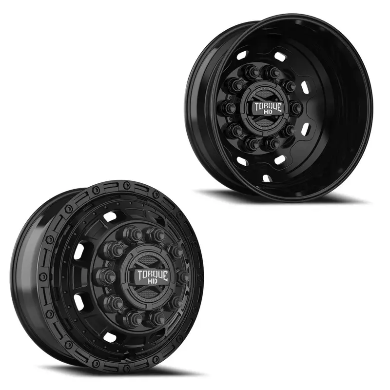 19.5X6 Torque Hd Tw644r Javelin Satin Black Ford/Dodge Dually Wheels 10X225 Set Of 4 (Fits Stock Up To 245 Tire) 1