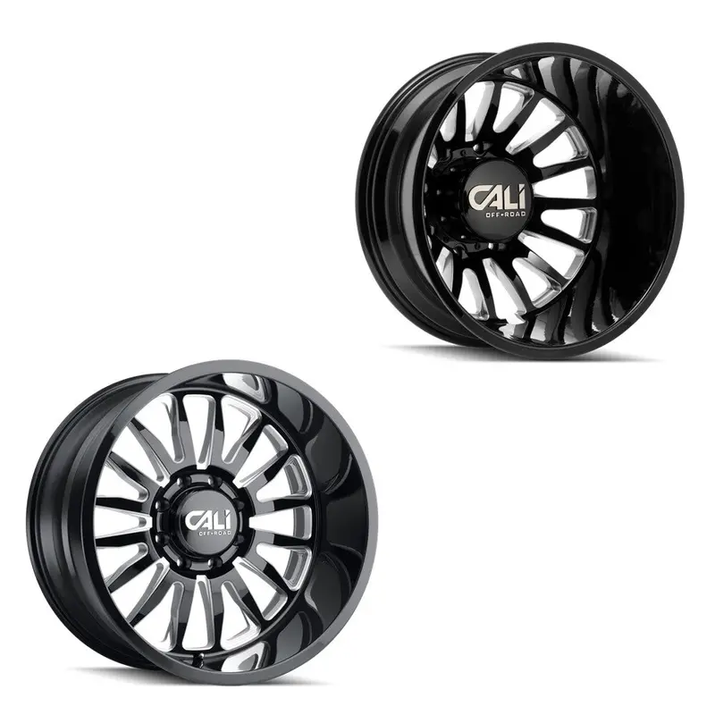 20X10 Cali Off-Road 9110D Summit Gloss Black Milled 99-04 Ford Dually Super Single Wheels 8X170 Set Of 6 (Fits Up To 12.50 Tire) 1