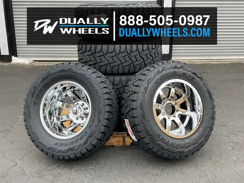 20X10 Fuel D536 Maverick Chrome Plated 05-Up Ford Dually Super Single Wheels 8 Lug Set Of 6 (Fits Up To 13.50 Tire) 2