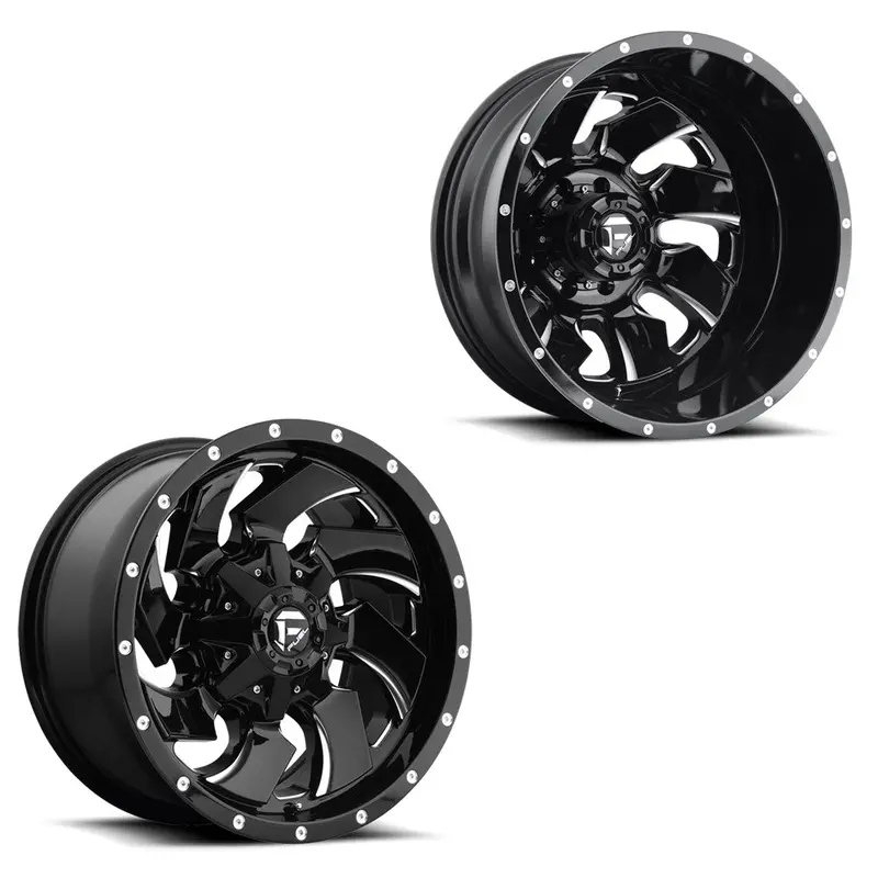 20X10 Fuel D574 Cleaver Gloss Black Milled 11-Up Gm Dually Super Single Wheels 8 Lug Set Of 6 (Fits Up To 12.50 Tire) 1