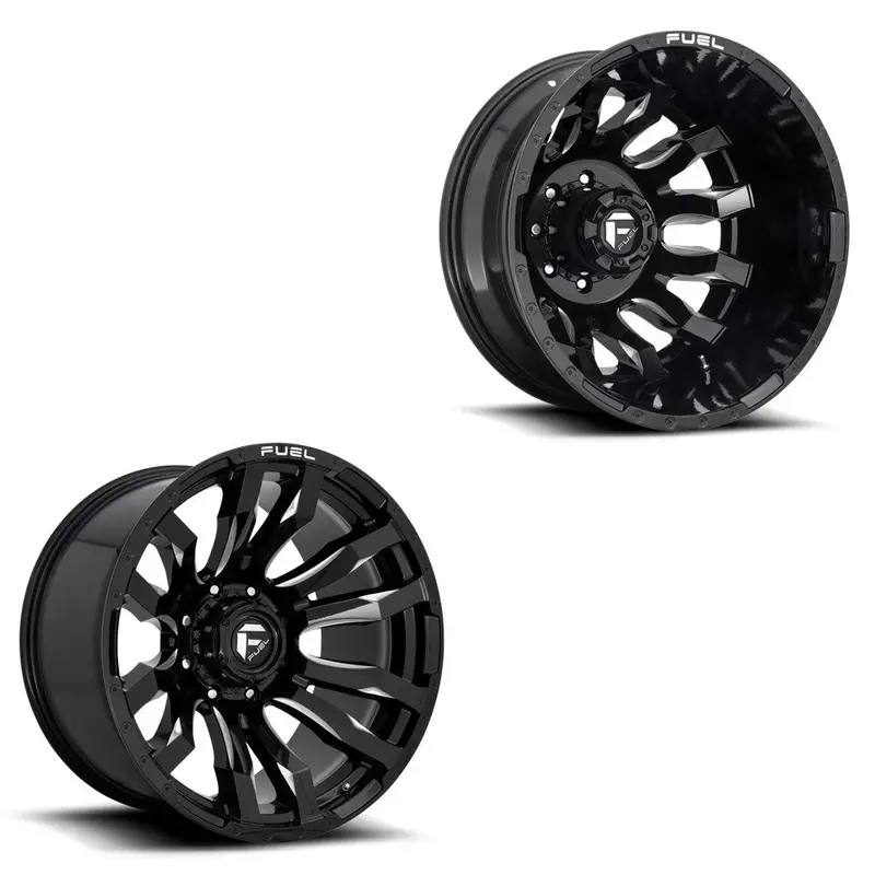 20X10 Fuel D673 Blitz Gloss Black Milled Pre-19 Dodge Dually Super Single Wheels 8X6.5 Set Of 6 (Fits Up To 13.50 Tire) 1