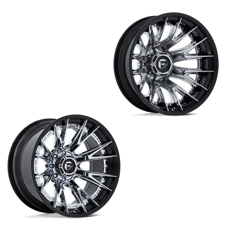 20X10 Fuel Off-Road D407 Catalyst Chrome W/ Gloss Black Lip 05-Up Ford Dually Super Single Wheels 8 Lug Set Of 6 (Fits Up To 12.50 Tire) 1