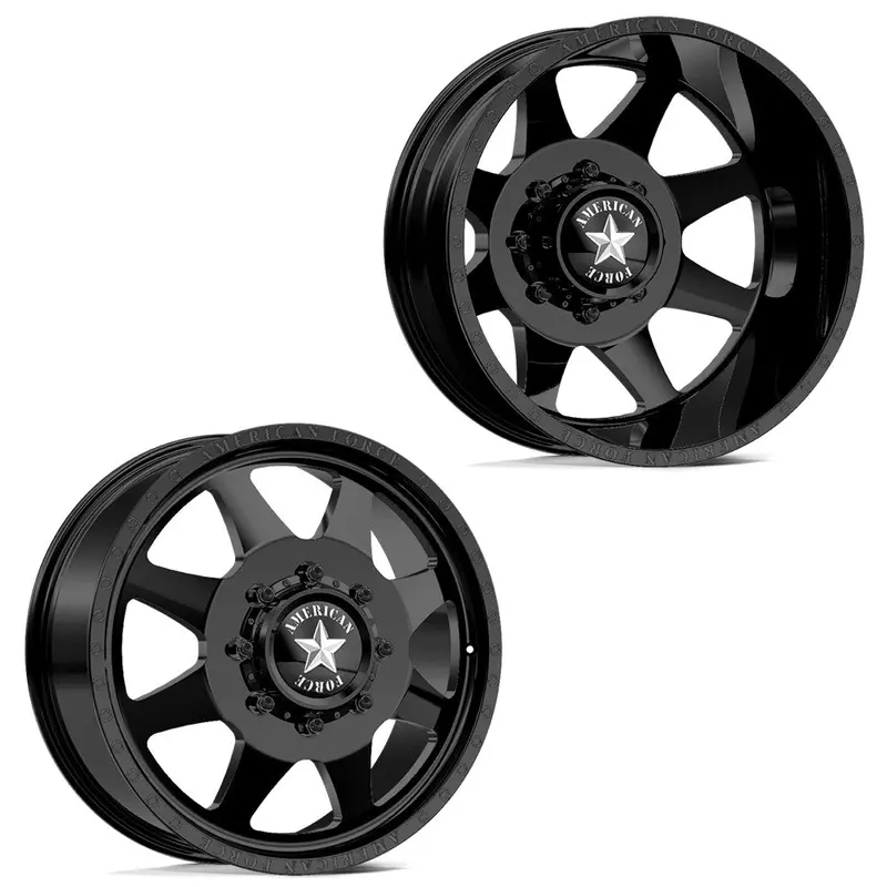 20X8.25 American Force Db02 Monument Black 05-Up Ford 19-Up Dodge Dually Wheels 8X200 Set Of 6 (Fits Up To 12.50 Tire) 1