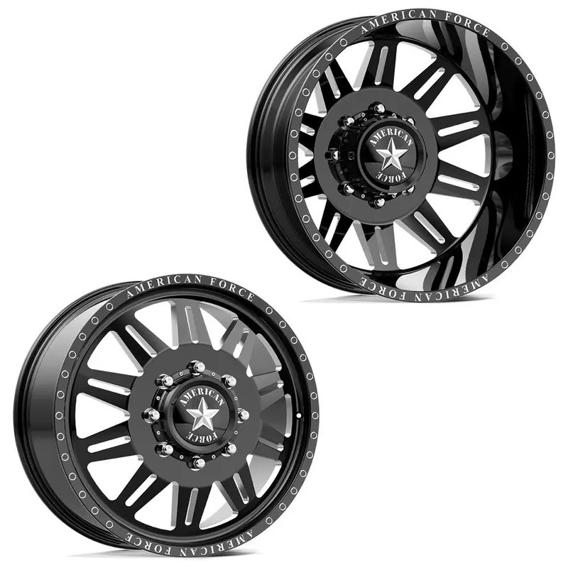 20X8.25 American Force Db04 Clutch Gloss Black Milled Pre-99 Ford Dually Wheels 8X6.5 Set Of 6 (Fits Up To 12.50 Tire) 1