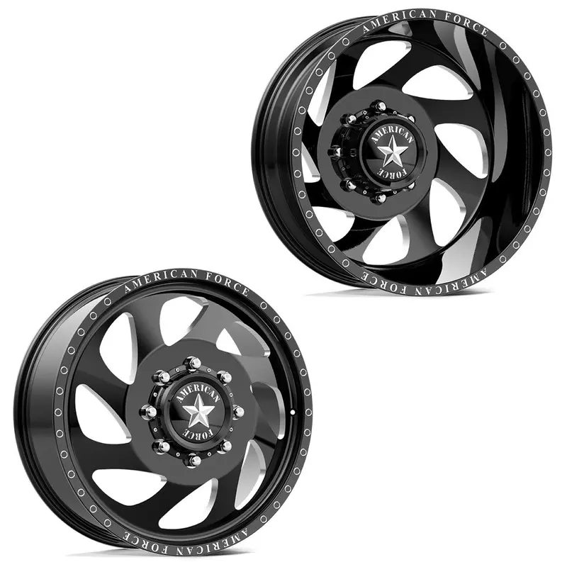 20X8.25 American Force Db05 Slab Gloss Black Milled Pre-19 Dodge Dually Wheels 8X6.5 Set Of 6 (Fits Up To 12.50 Tire) 1
