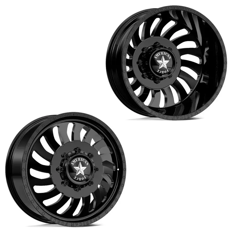 20X8.25 American Force Db06 Wave Black Ford/Dodge Dually Wheels 10X225 Set Of 6 (Fits Up To 12.50 Tire) 1