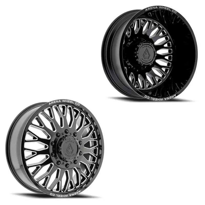 20X8.25 Arena A121 Monarch Gloss Black And Milled Ford/Dodge Dually Wheels 10X225 Set Of 6 (Fits Up To 12.50 Tire) 1