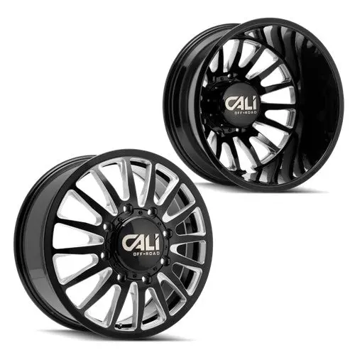 20X8.25 Cali Summit 9110D Black/Milled 11-Up Gm Dually Wheels 8X210 Set Of 6 (Fits Up To 12.50 Tire) 1