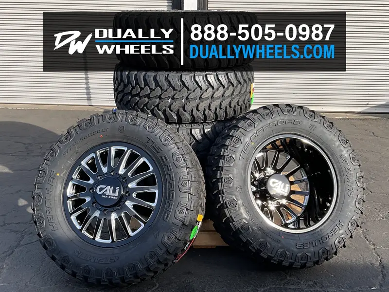 20X8.25 Cali Summit 9110D Black/Milled 11-Up Gm Dually Wheels 8X210 Set Of 6 (Fits Up To 12.50 Tire) 2