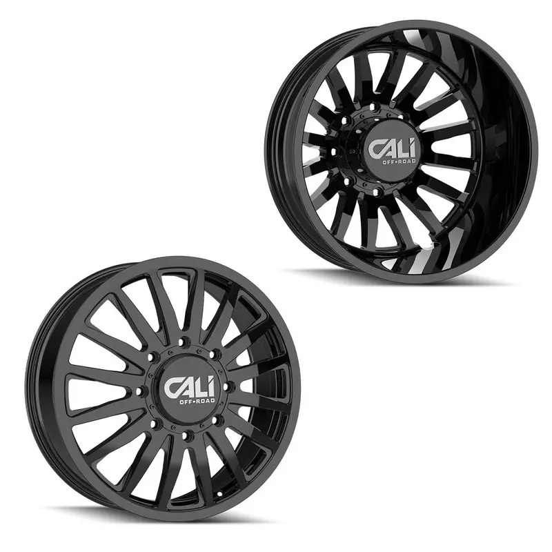 20X8.25 Cali Summit 9110D Gloss Black 11-Up Gm Dually Wheels 8X210 Set Of 6 (Fits Up To 12.50 Tire) 1
