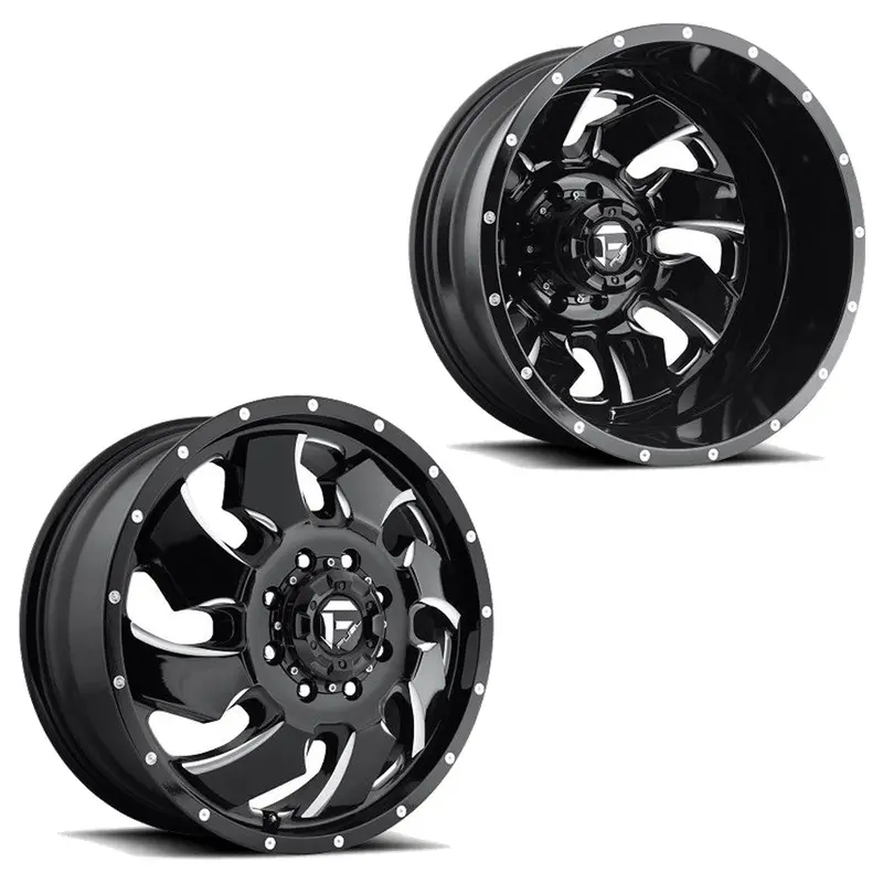 20X8.25 D574 Fuel Cleaver Blk Milled 99-04 Ford Dually Wheels 8X170 Set Of 6 (Fits Stock Up To 285 Tire) 1