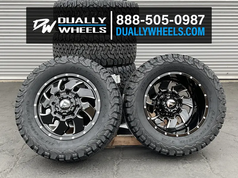 20X8.25 D574 Fuel Cleaver Blk Milled 99-04 Ford Dually Wheels 8X170 Set Of 6 (Fits Up To 13.50 Tire) 2
