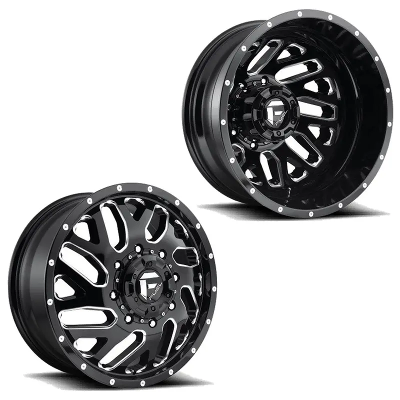 20X8.25 D581 Fuel Triton Black Milled Pre-19 Dodge Dually Wheels 8X6.5 Set Of 6 (Fits Up To 13.50 Tire) 1