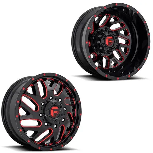 20X8.25 D656 Fuel Triton Red 05-Up Ford 19-Up Dodge Dually Wheels 8X200 Set Of 6 (Fits Up To 12.50 Tire) 1