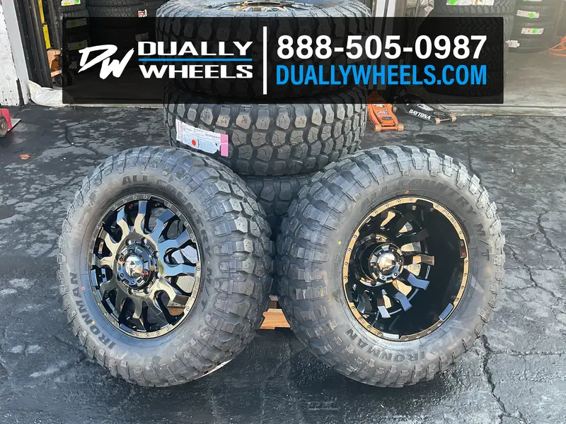 20X8.25 D675 Fuel Blitz Gloss Black 11-Up Gm Dually Wheels 8X210 Set Of 6 (Fits Up To 13.50 Tire) 2