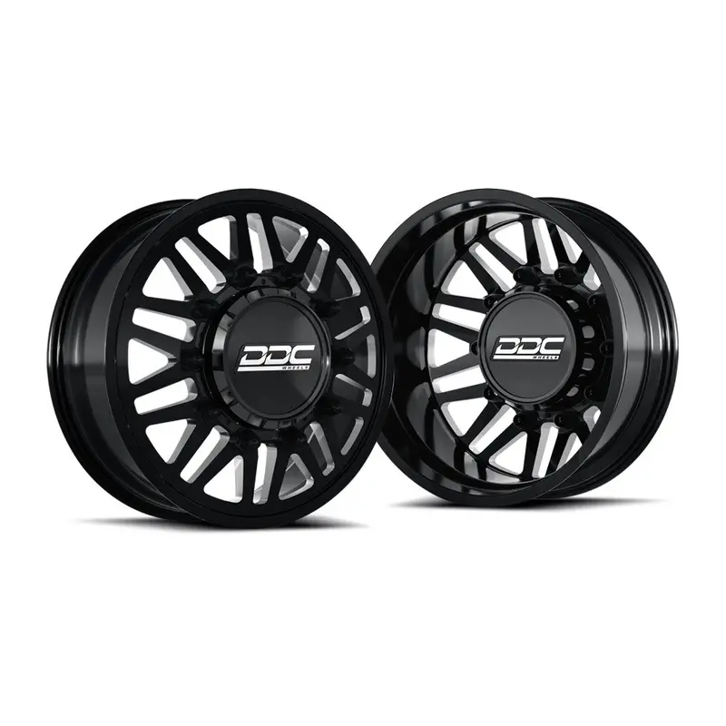 20X8.25 Ddc Aftermath Black Milled 05-Up Ford 19-Up Dodge Dually Wheels 8X200 Set Of 6 (Lug Nuts Included) Fits Up To 12.50 Tire 1