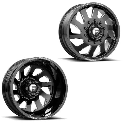 20X8.25 Ff39d Fuel Forged Glss Blk Mil Ford F-450/F-550 Dodge 4500/5500 Dually Wheels 10X225 Set Of 6 (Fits Up To 12.50 Tire) 1