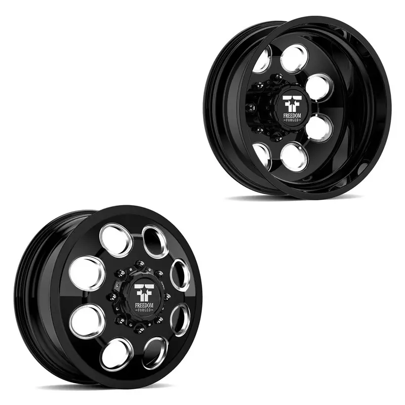 20X8.25 Freedom Forged Ff01 Founder Gloss Black And Milled Pre-11 Gm Pre-19 Dodge Dually Wheels 8X6.5 Set Of 6 (Fits Up To 12.50 Tire) 1