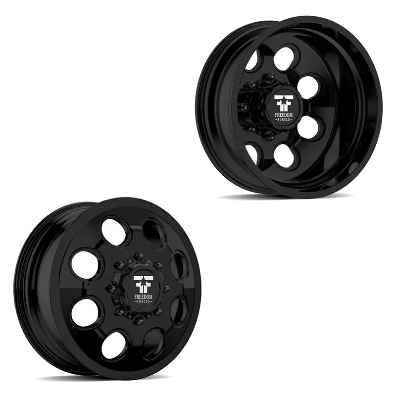 20X8.25 Freedom Forged Ff01 Founder Satin Black 11-Up Gm Dually Wheels 8X210 Set Of 6 (Fits Up To 12.50 Tire) 1