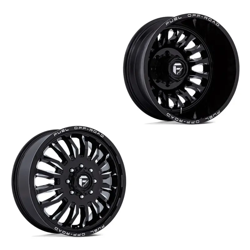 20X8.25 Fuel Off-Road D868 Arc Gloss Black Milled 05-Up Ford 19-Up Dodge Dually Wheels 8X200 Set Of 6 (Fits Up To 12.50 Tire) 1