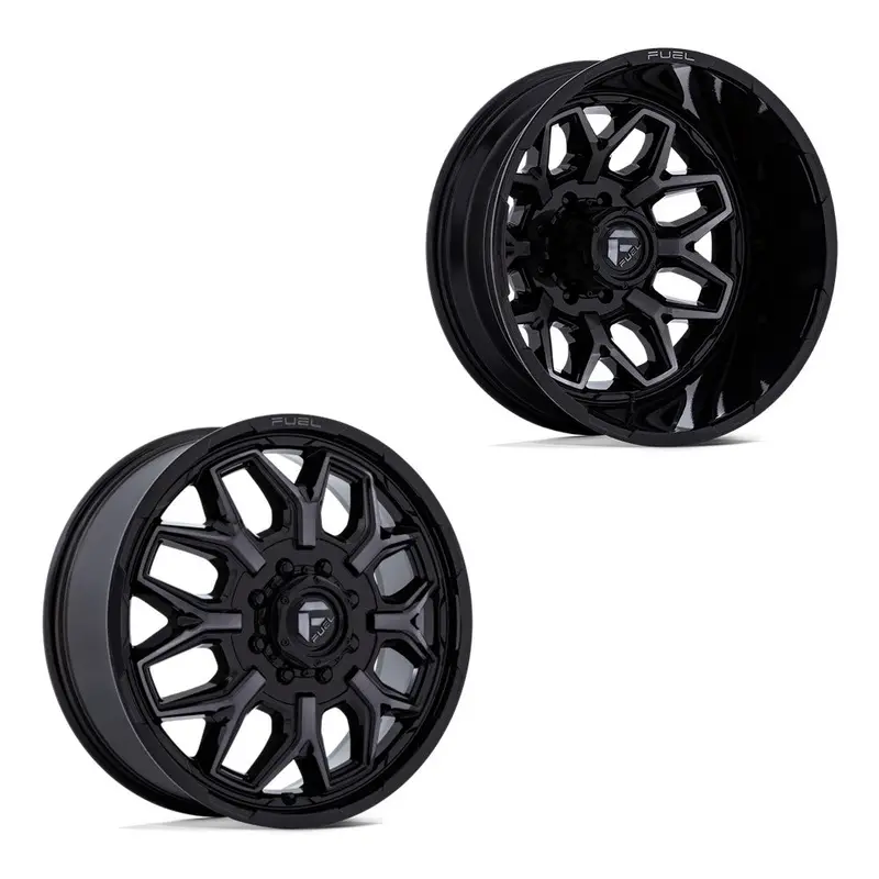 20X8.25 Fuel Off-Road D875 Flux Gloss Black Brushed Face & Gray Tint 05-Up Ford 19-Up Dodge Dually Wheels 8X200 Set Of 6 (Fits Up To 12.50 Tire) 1