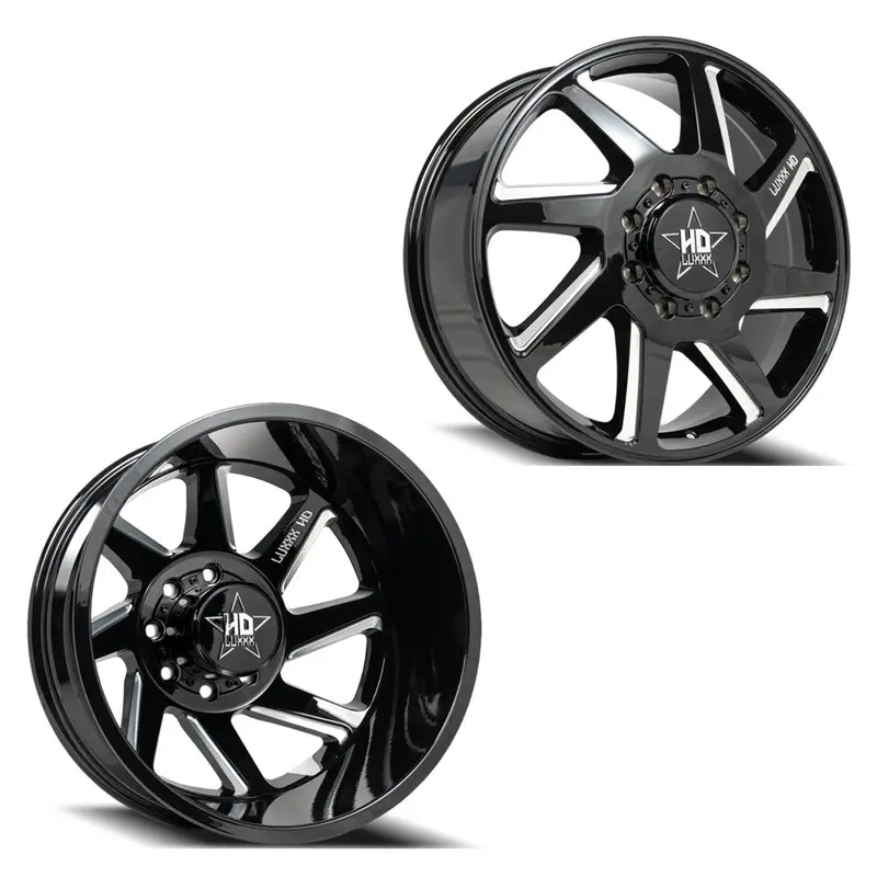 20X8.25 Luxxx Lhd14 Blk Mill 05-Up Ford 19-Up Dodge Dually Wheels 8X200 Set Of 6 (Fits Up To 12.50 Tire) 1