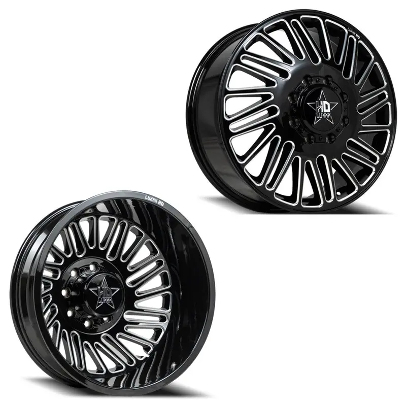 20X8.25 Luxxx Lhd19 Blk Mill Pre-11 Gm Pre-19 Dodge Dually Wheels 8X6.5 Set Of 6 (Fits Up To 12.50 Tire) 1