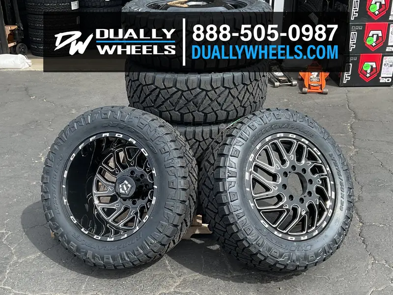 20X8.25 Tis 544Bm Gloss Black Milled 11-Up Gm Dually Wheels 8X210 Set Of 6 (Fits Up To 12.50 Tire) 2