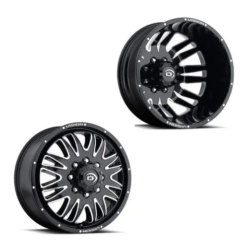 20X8.25 Vision 401 Rival Gloss Blk Mach Pre-19 Dodge Dually Wheels 8X6.5 Set Of 6 (Fits Up To 12.50 Tire) 1